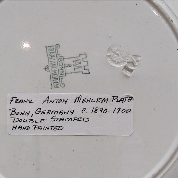 Rare Antique Franz Anton Mehlem Hand Painted Gamebird Plate Circa 1890-1900 - Picture 7 of 9